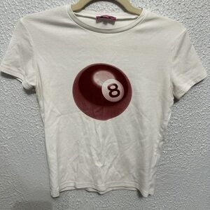 Edikted White Red Graphic Fitted Short Sleeve Tee